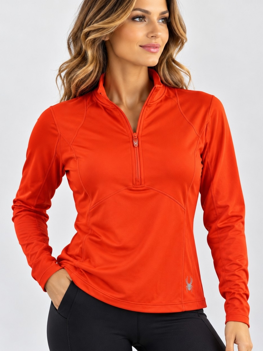 Spyder Women's Orange Medium Quarter-Zip Performance Pullover